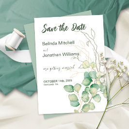 ミニマリストのユーカリ Save the Date 結婚式カード セーブザデート