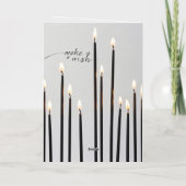 ミニマリストのライター ブラックライン キャンドル フレーム 箔グリーティングカード (裏面)