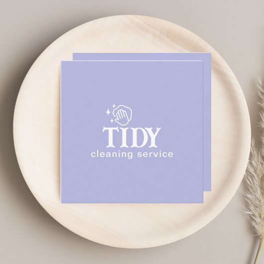 ミニマリストのライトブルー清掃サービスカスタム スクエア名刺