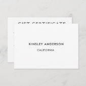 ミニマリストのラグジュアリーギフト証明書 (正面/裏面)