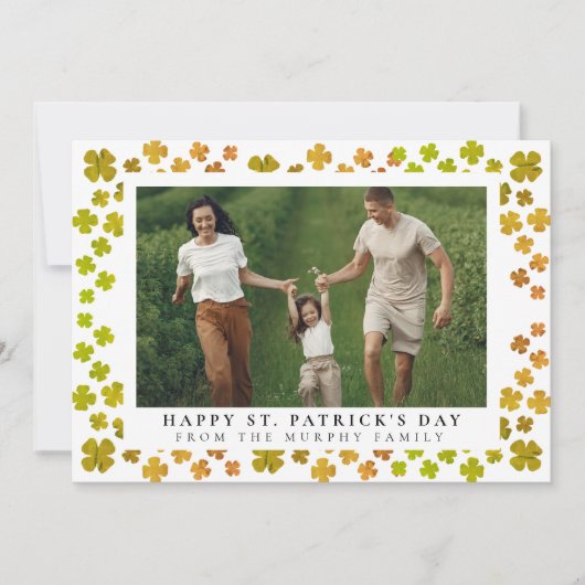 ミニマリストのラッキーのクローバー Saint Patrick's Day 写真 シーズンカード (正面)