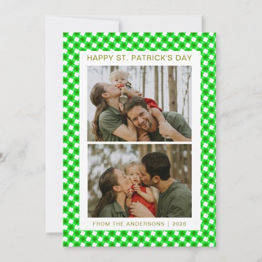ミニマリストのラッキーのクローバー Saint Patrick's Day 写真 シーズンカード (正面)