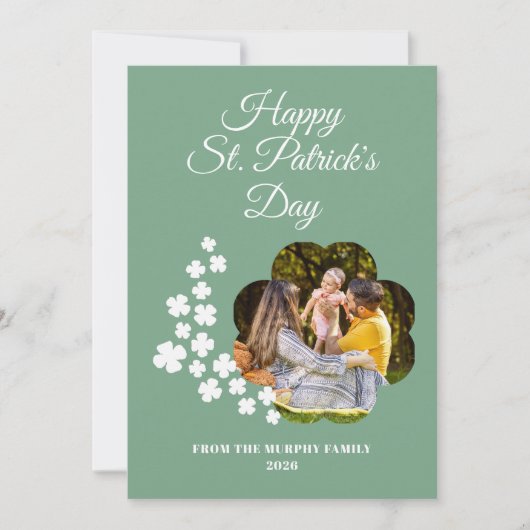 ミニマリストのラッキーのクローバーSt. Patrick's Day 写真 シーズンカード (正面)
