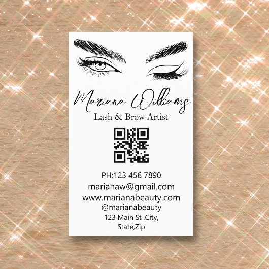 ミニマリストのラッシュアンドブロウアーティストのqrコモダンード 名刺