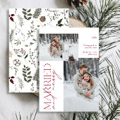 ミニマリストのレッド&フォト結婚したミセスメリー シーズンカード