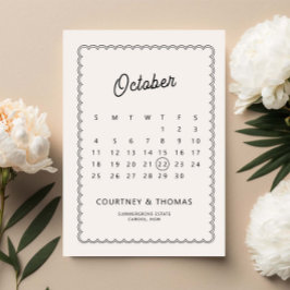ミニマリストのレース模様の縁取りカレンダー Save the Date 招待状