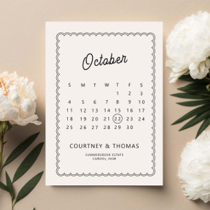 ミニマリストのレース模様の縁取りカレンダー Save the Date 招待状