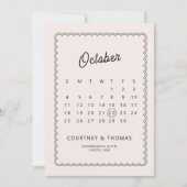 ミニマリストのレース模様の縁取りカレンダー Save the Date 招待状 (正面)