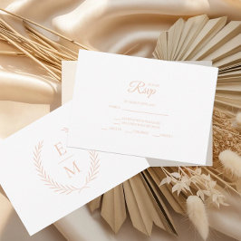 ミニマリストのローレルモノグラムウェディングRSVPカード 出欠カード