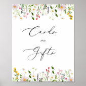 ミニマリストのワイルドフラワーの水彩カードとギフト ポスター (正面)