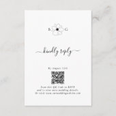 ミニマリストのワイルドフラワーハンドドロー結婚トモノグラム エンクロージャーカード (正面)