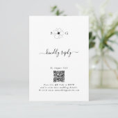 ミニマリストのワイルドフラワーハンドドロー結婚トモノグラム エンクロージャーカード (スタンド正面)