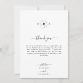 ミニマリストのワイルドフラワーハンドドロー結婚トモノグラム サンキューカード (正面)