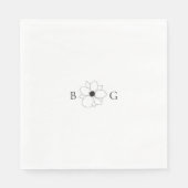 ミニマリストのワイルドフラワーハンドドロー結婚トモノグラム スタンダードランチョンナプキン (正面)