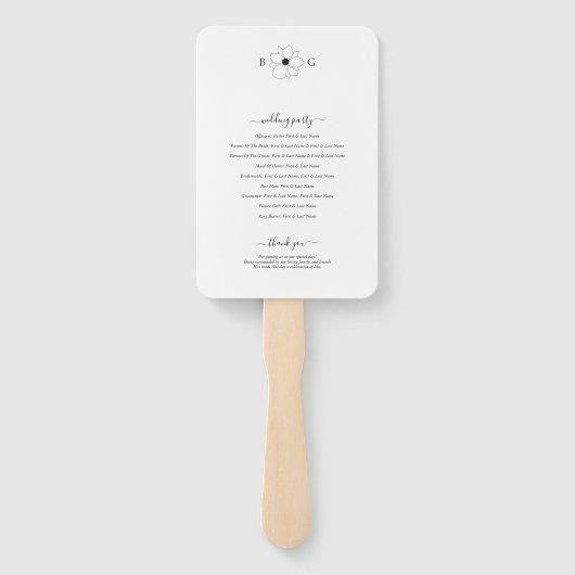 ミニマリストのワイルドフラワーハンドドロー結婚トモノグラム ハンドファン (裏面)