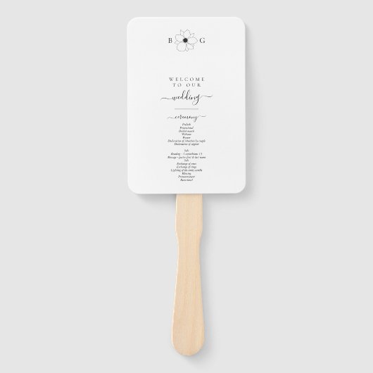 ミニマリストのワイルドフラワーハンドドロー結婚トモノグラム ハンドファン (正面)