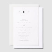 ミニマリストのワイルドフラワーハンドドロー結婚トモノグラム ベラム紙招待状 (オフセット)