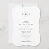 ミニマリストのワイルドフラワーハンドドロー結婚トモノグラム 招待状 (正面)