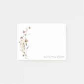 ミニマリストのワイルドフラワーパーソナライズされたの名前の文房具 ポストイット (正面)