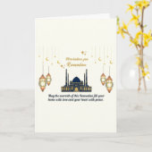 ミニマリストの三日月ラマダーンの祝福 カード (黄色い花)