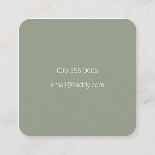ミニマリストの上品なセージ白パーソナライズされた名 スクエア名刺 (裏面)