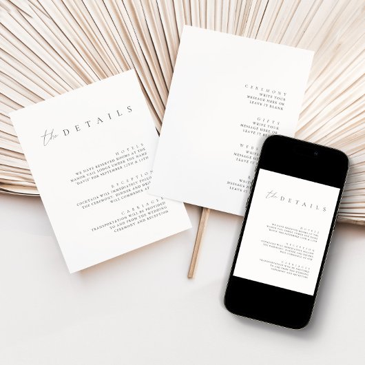 ミニマリストの両面結婚式詳細案内 招待状