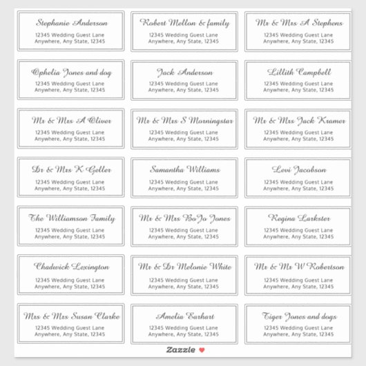 ミニマリストの事前アドレス指定ゲスト名アドレス シール (シート)