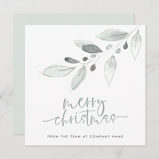 ミニマリストの会社のロゴの葉メリークリスマス シーズンカード (正面/裏面)