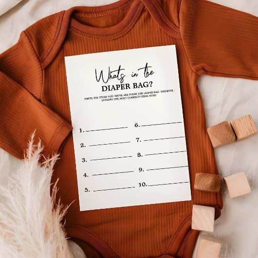 ミニマリストの何が入っているのか赤ちゃんのシャワーゲームのカード 招待状