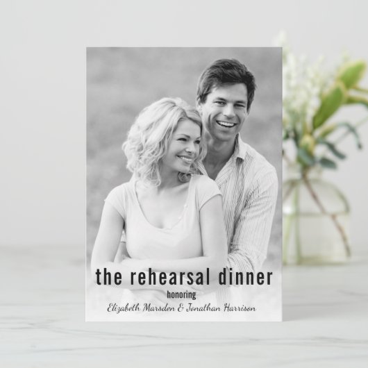 ミニマリストの写真リハーサルディナーが起きている 招待状 (スタンド正面)