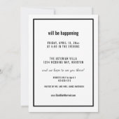 ミニマリストの写真リハーサルディナーが起きている 招待状 (裏面)