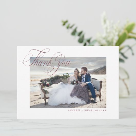 ミニマリストの写真婚礼、お礼のお知らせ 案内状 (スタンド正面)