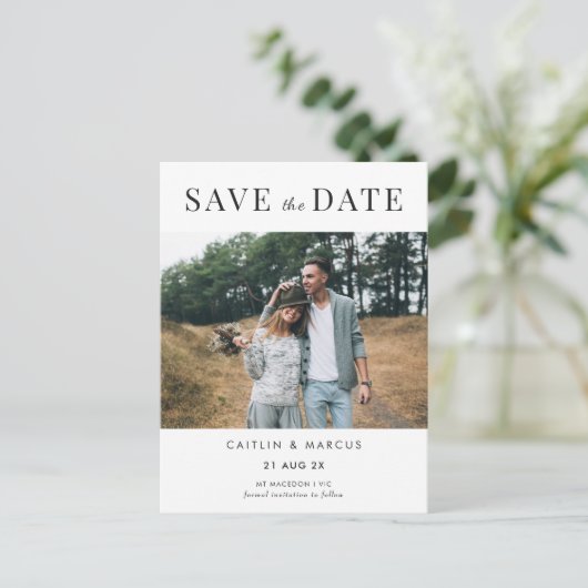 ミニマリストの写真結婚、日付はがきを保存 シーズンポストカード (スタンド正面)