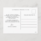 ミニマリストの写真結婚、日付はがきを保存 シーズンポストカード (裏面)