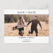 ミニマリストの写真結婚、日付はがきを保存 案内ポストカード (正面)