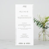 ミニマリストの冬の結婚式レセプション メニューカード (スタンド正面)