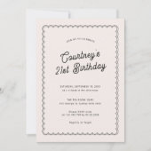 ミニマリストの半袖21歳の誕生日パーティー 招待状 (正面)