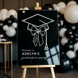 ミニマリストの卒業キャップと弓の歓迎 アクリルサイン