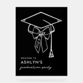 ミニマリストの卒業キャップと弓の歓迎 アクリルサイン (正面)