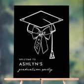 ミニマリストの卒業キャップと弓の歓迎 アクリルサイン (ニュートラル)