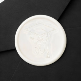 ミニマリストの卒業キャップと弓の歓迎 ワックスシール