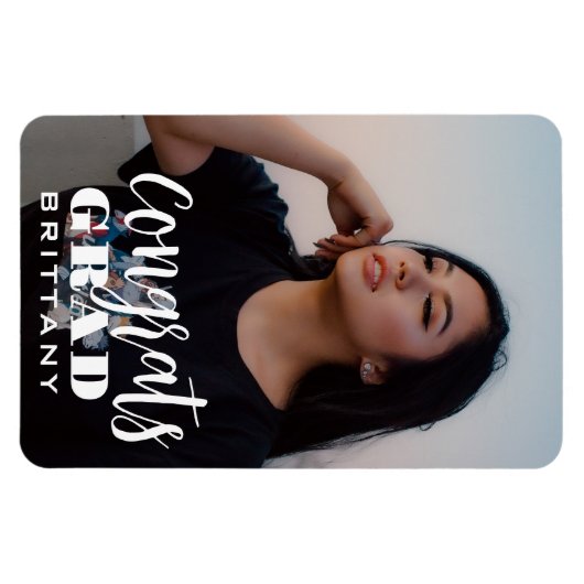 ミニマリストの卒業写真マグネット - オーダーメイドのおめでとう マグネット (横)