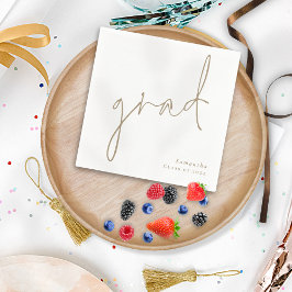 ミニマリストの卒業金ゴールドスクリプト名の年間卒業 スタンダードカクテルナプキン