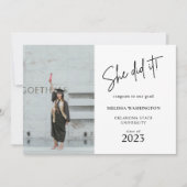ミニマリストの台本彼女はそれを行った卒業写真 案内状 (正面)