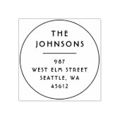 ミニマリストの名前とアドレスのタイポグラフィラウンド ラバースタンプ (インプリント)