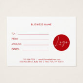 ミニマリストの商品券 (裏面)