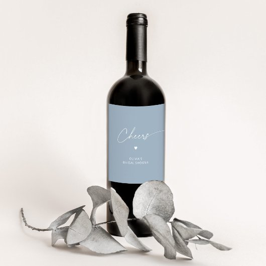 ミニマリストの埃っぽいブルーブライダルシャワー応援 ワインラベル
