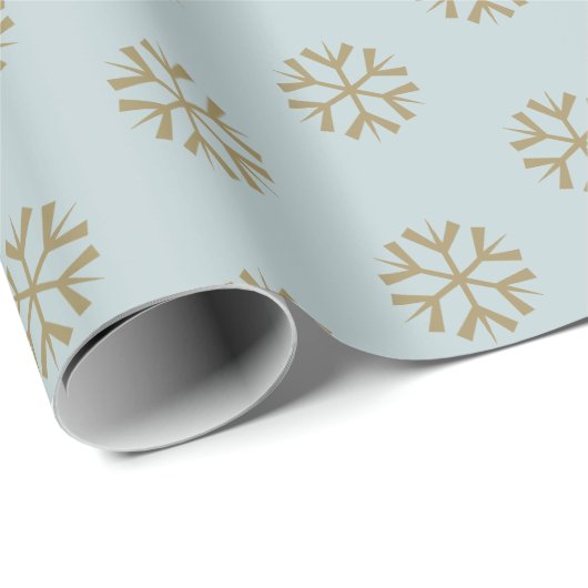 ミニマリストの埃っぽい青い金ゴールド雪の結晶クリスマス ラッピングペーパー (ロールコーナー)