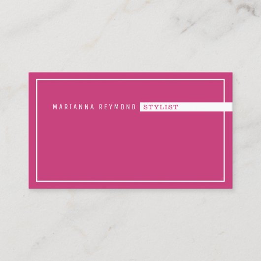 ミニマリストの基本的なスタイルの明るい赤紫色ピンク 名刺 (正面)