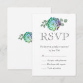 ミニマリストの多肉植物 ウェディングRSVPカード 出欠カード (正面/裏面)